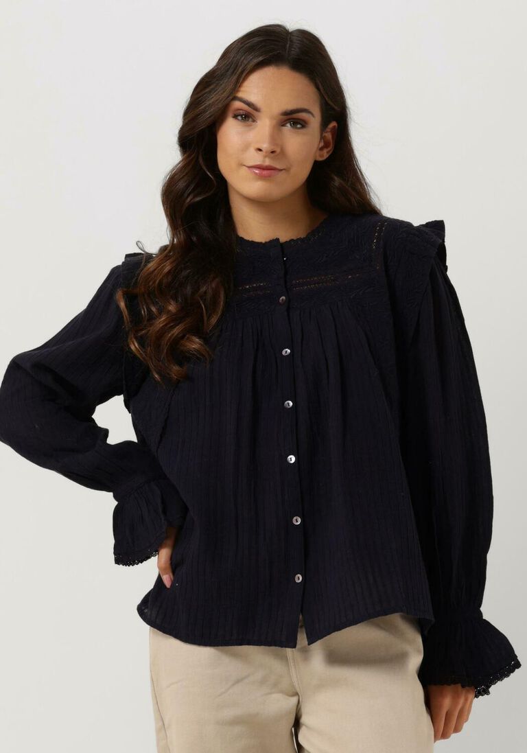 ANTIK BATIK donkerblauwe antik batik blouse bernardo blouse