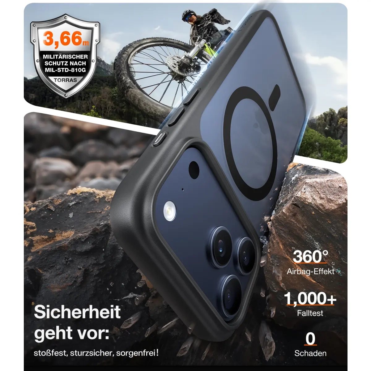 iPhone 17 Pro Guardian Magnetic Series Hybrid Hardcase Hülle mit TPU Bumper - Schwarz