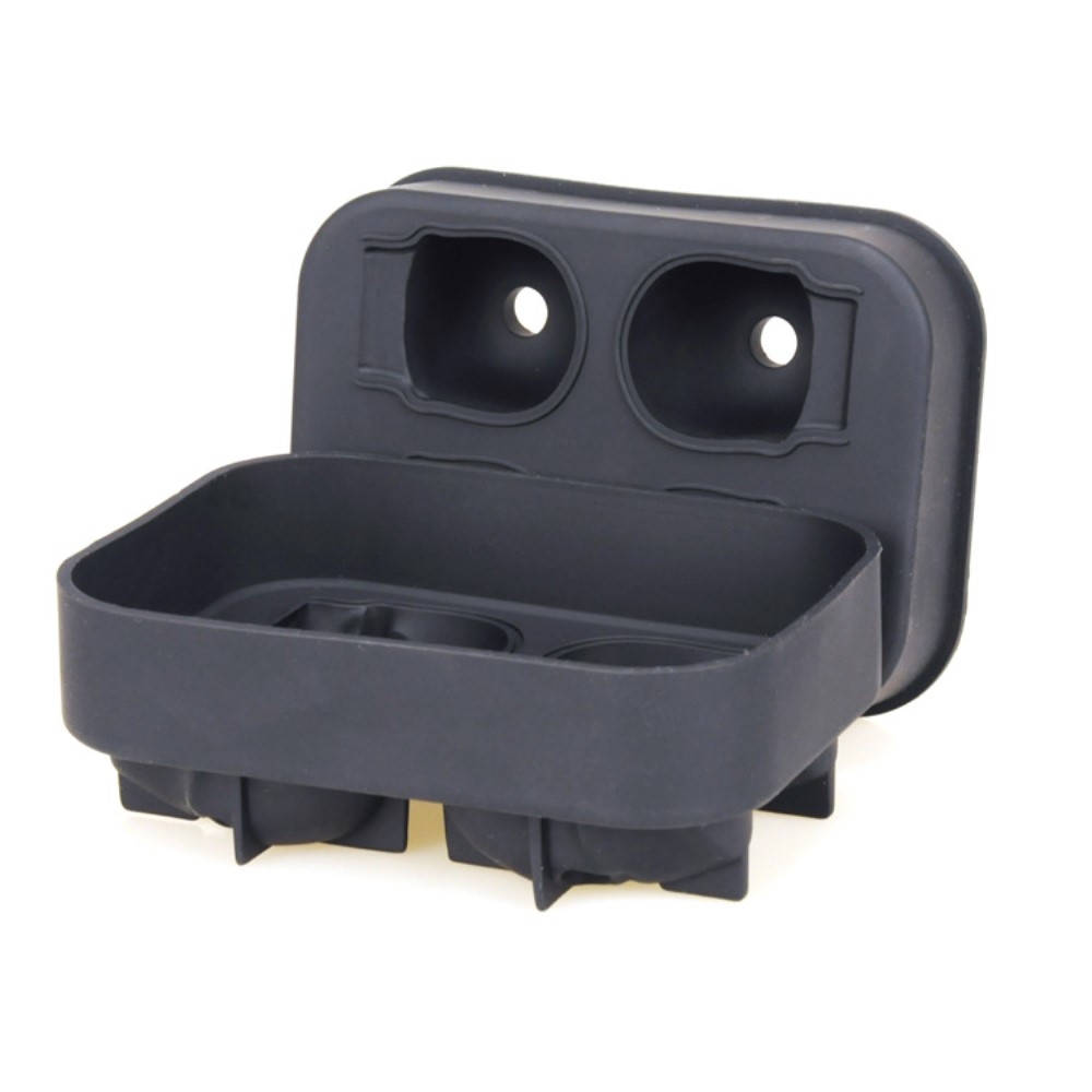 (4-fach) 3D Silikon Eiswürfel Form DIY Ice Cube Tray mit Deckel für Cocktails / Whisky / Softgetränke - Totenkopf