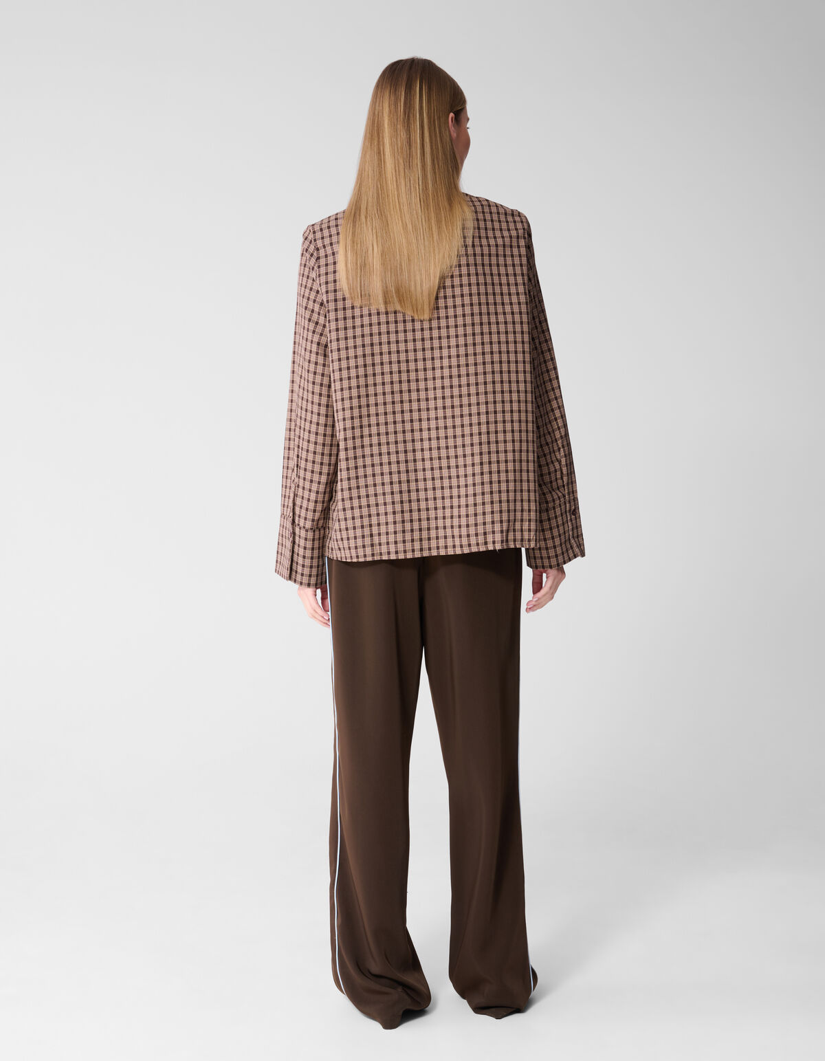 Sporty Piping Wide Leg Fit Broek Bruin