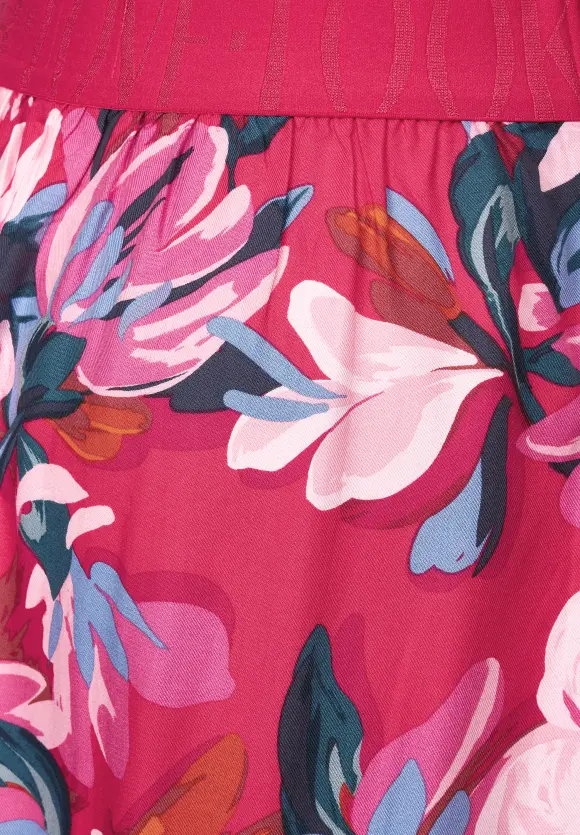 Midi Wickelrock mit Print - berry rose