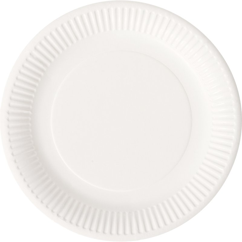 Assiette en carton Ø 23 cm Bioline, blanche - Lot de 100