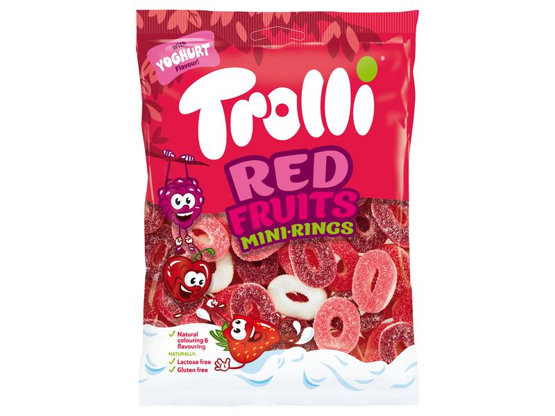 Trolli Gummibonbons Miniringe Red Fruits 200 g Süsse Fruchtgummi-Ringe