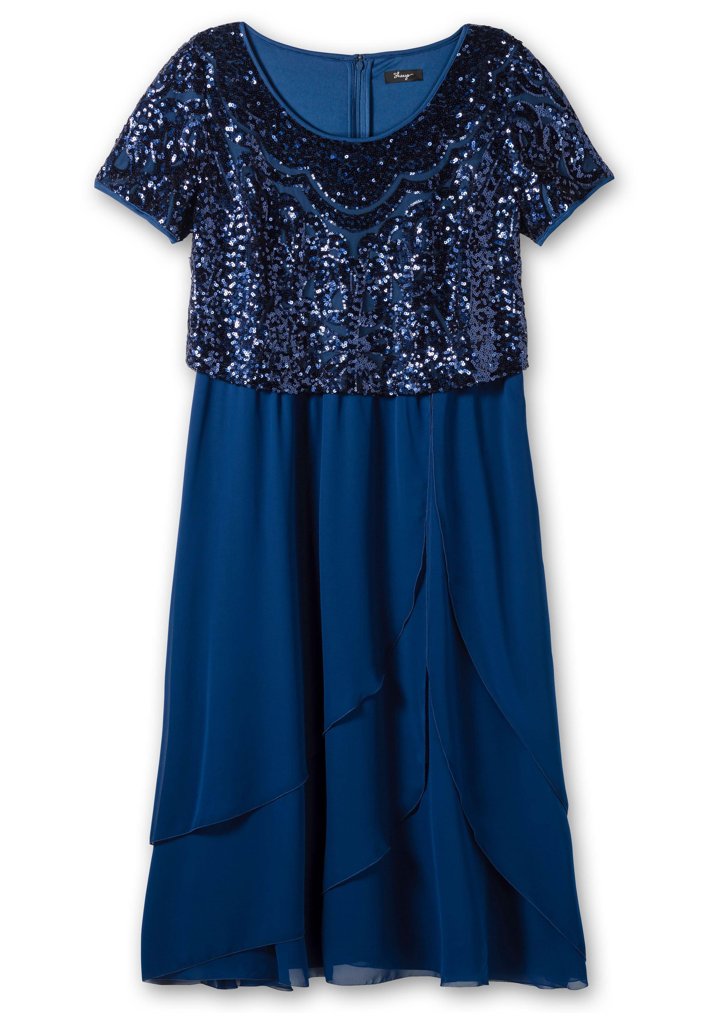 Abendkleid mit Paillettenoberteil und Lagen-Rock