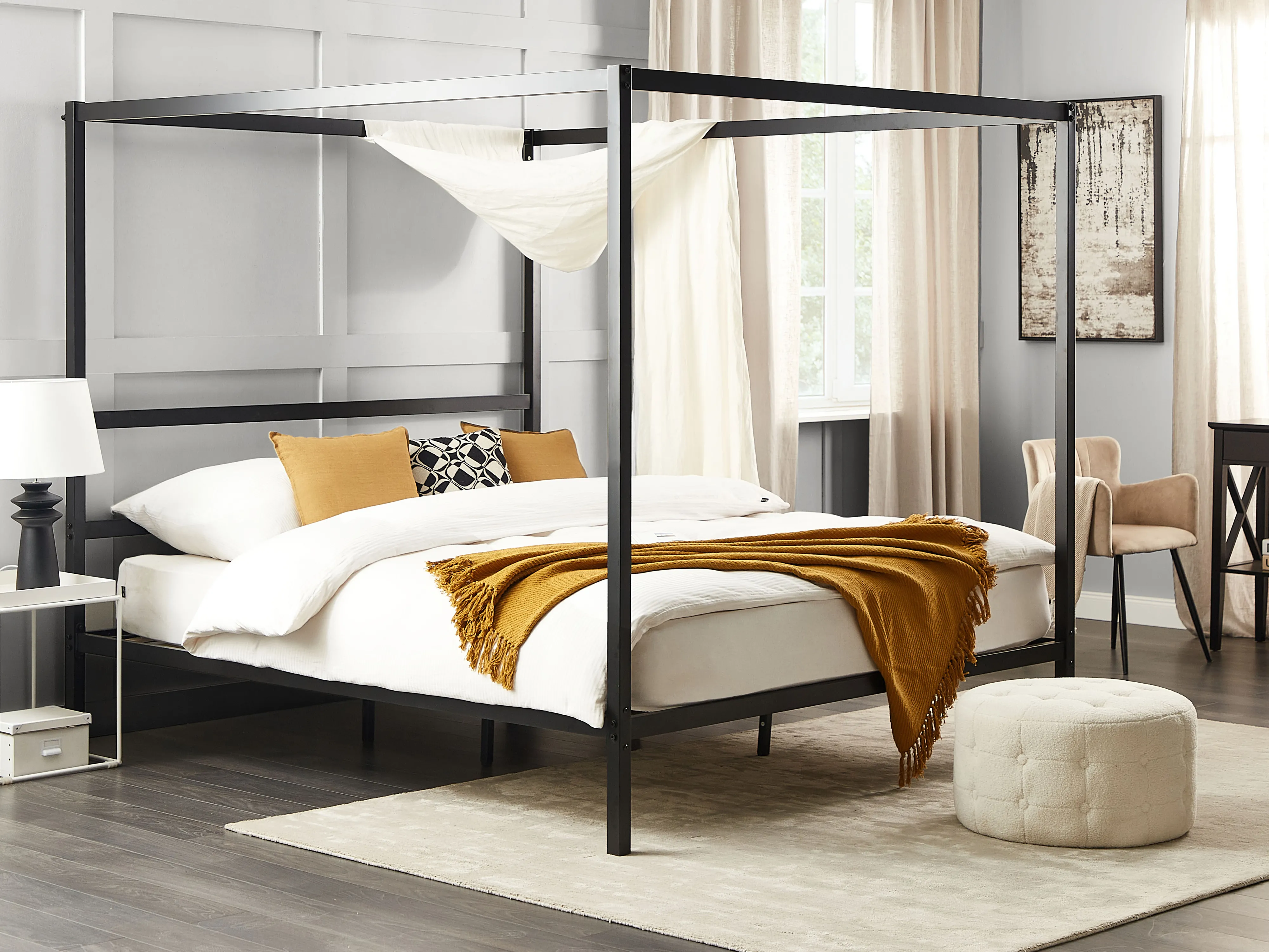 Hemelbed Metaal LESTARDS 180 x 200 cm Zwart