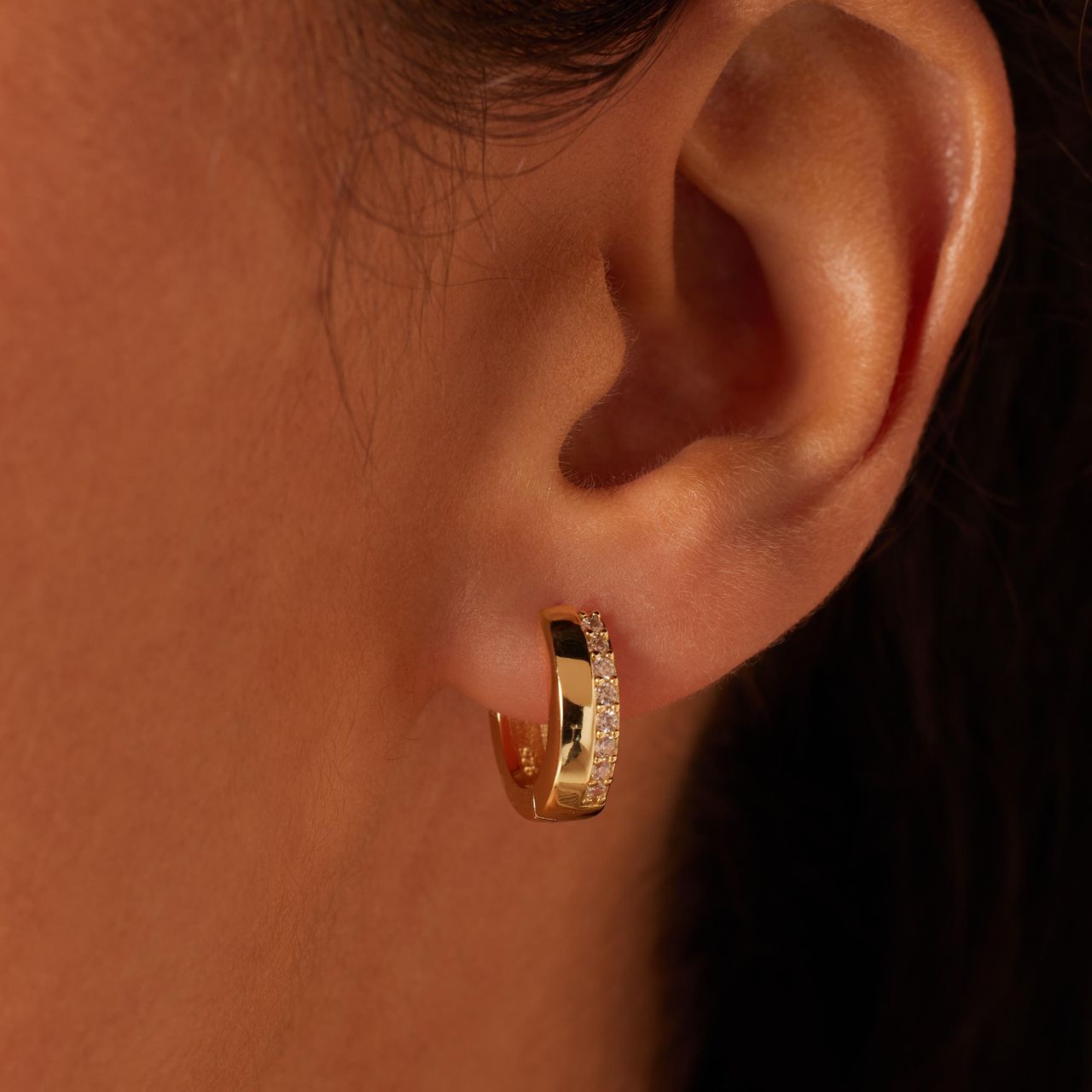 Zilveren goldplated oorringen zirkonia