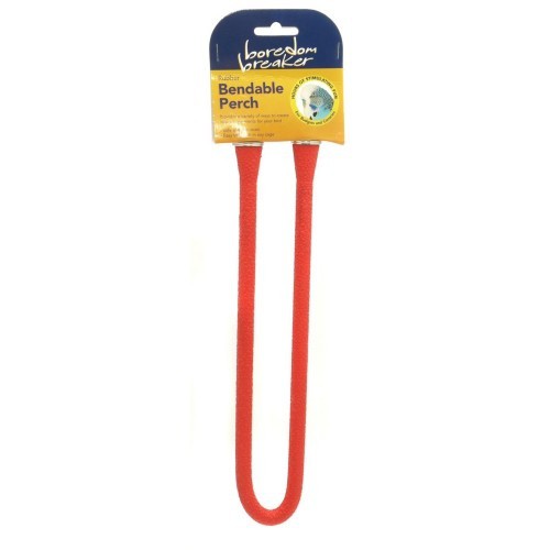 Poleiro flexível vermelho para combater o tédio das aves.