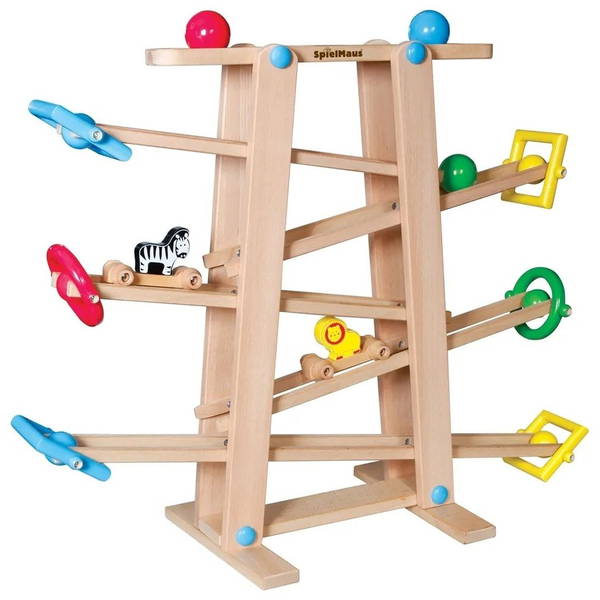 VedesSpielMaus Holz Kugelbahn mit Rollelementen