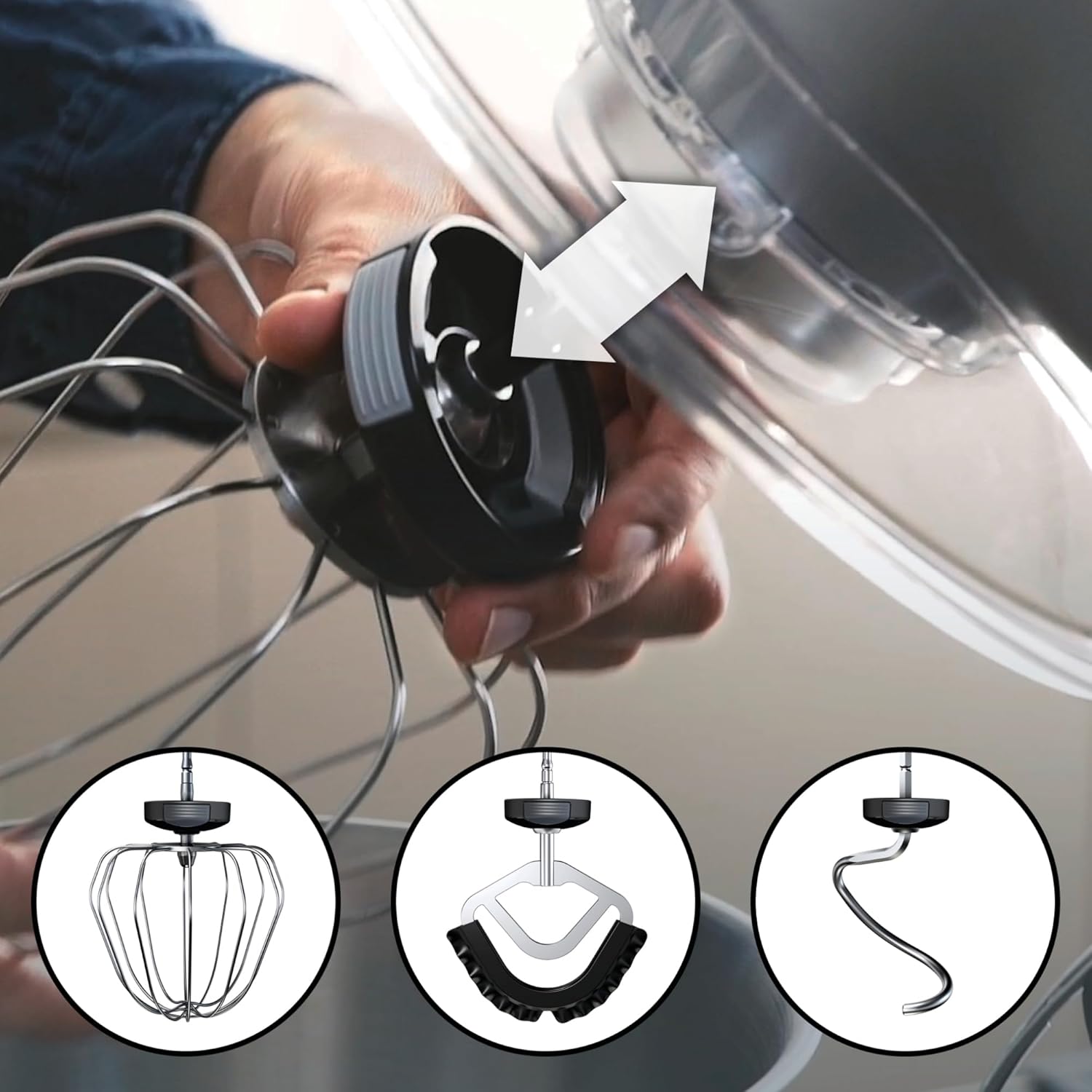 Bosch Küchenmaschine OptiMUM, 3 Automatikprogramme, Edelstahl-Schüssel 5,5 L, spülmaschinenfest, integrierte Waage, Timer, Profi-Knethaken, besen, 7 Stufen, 1500 W, silber, MUM9AX5S00