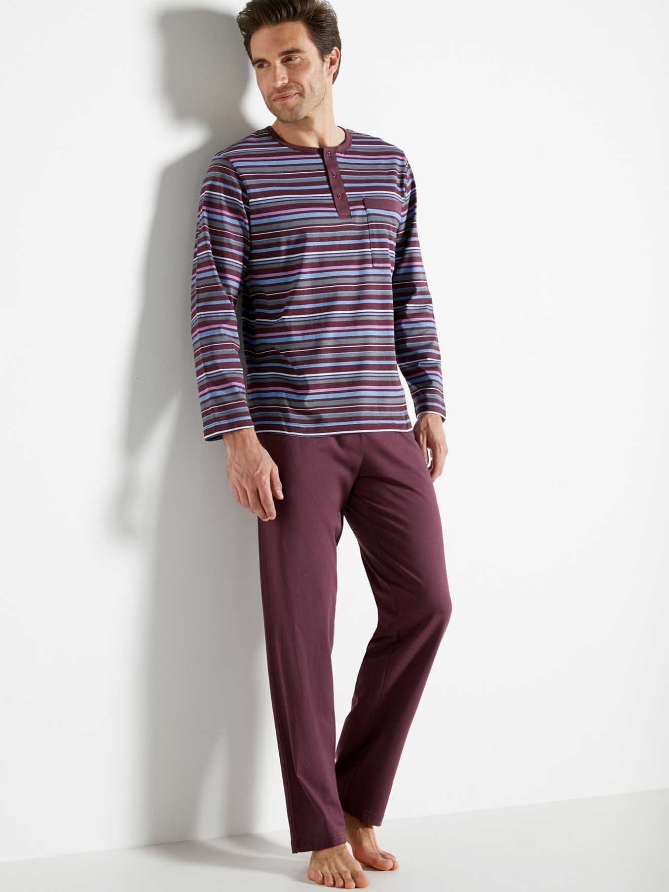 Pyjama rayé pur coton peigné