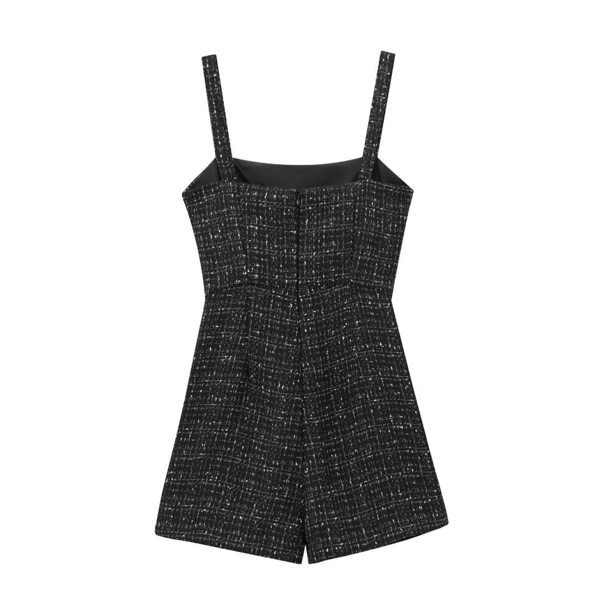 Sensarra - Tweed getextureerde romper met spaghettibandjes