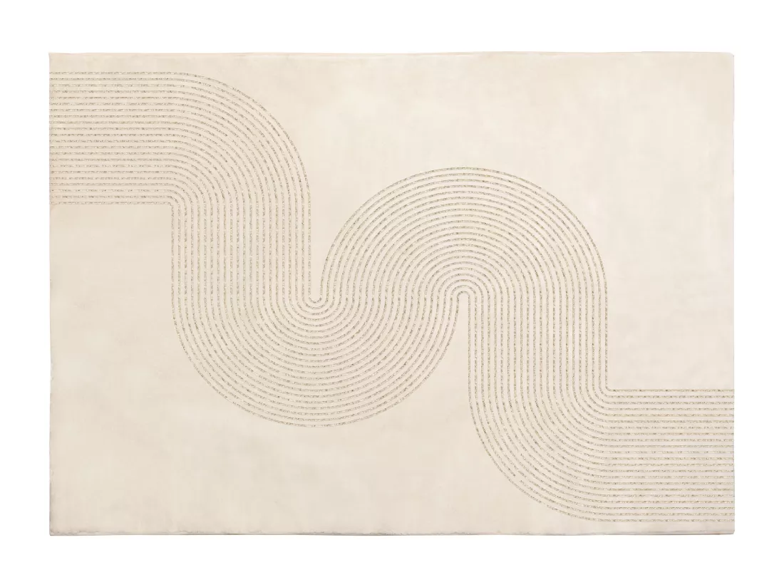 Tapis à motifs arcs brillants - 160 x 230 cm - Beige et doré - OLYMPERA