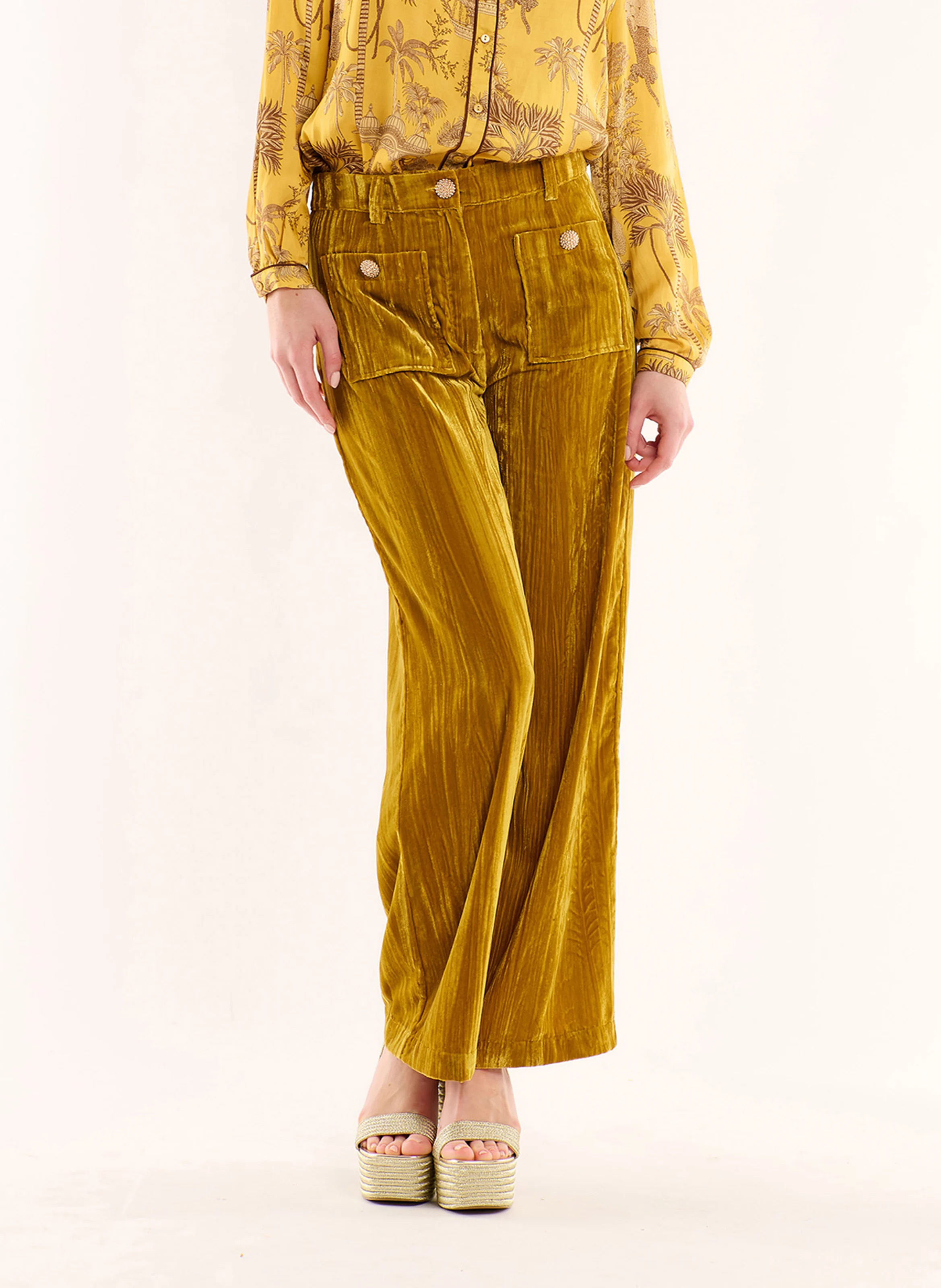 KOFFI - Pantalon large effet velours | Marron