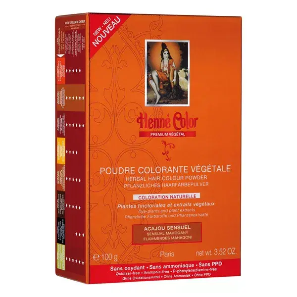 Henna em pó, cor mogno sensual, 100g