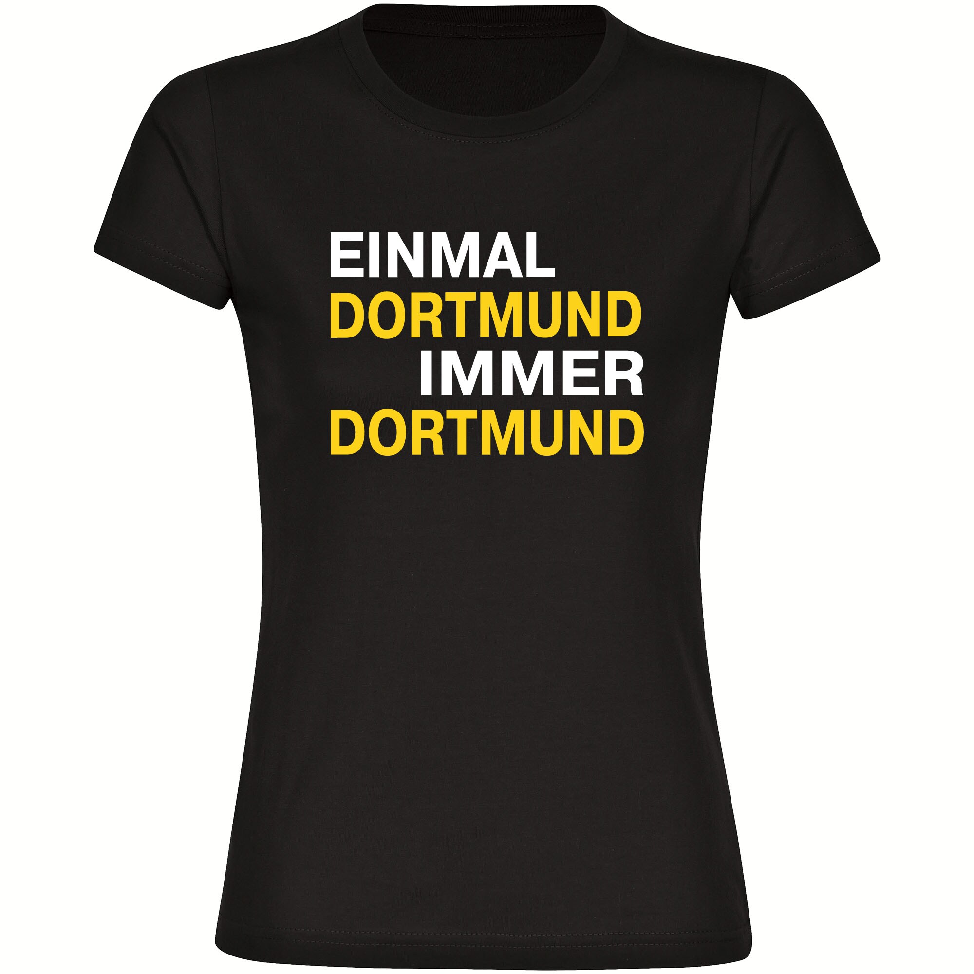 multifanshop® Damen T-Shirt - Dortmund - Einmal Immer - Druck gelb