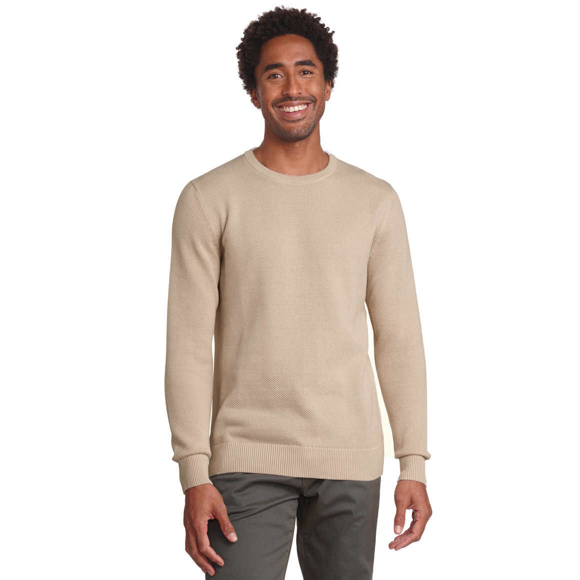 Herren Strickpullover mit Struktur beige