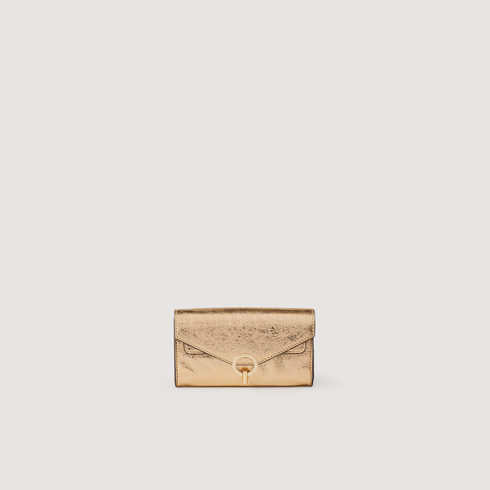 Sac pochette en cuir dore