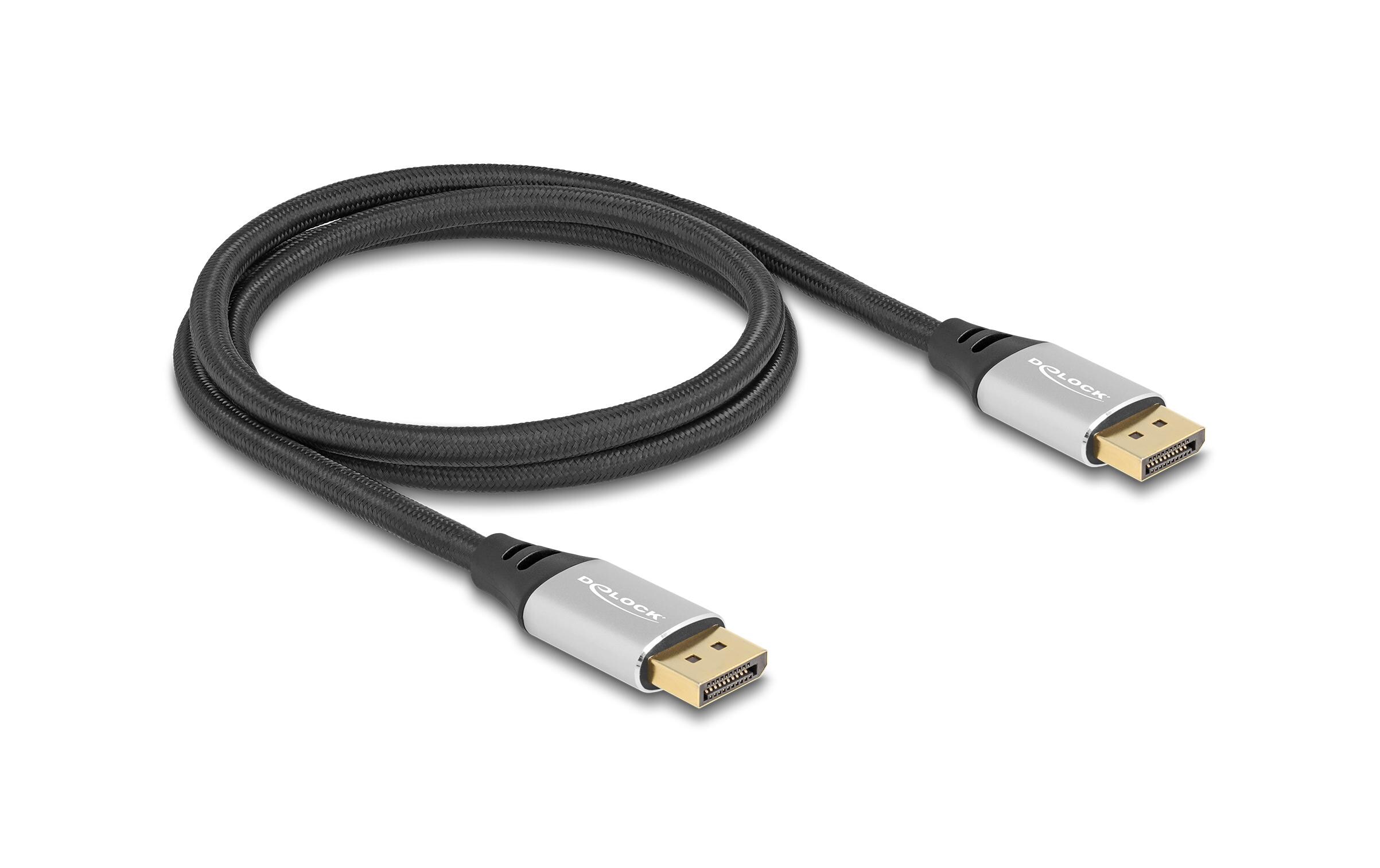 Kabel 16K 60 Hz DisplayPort - DisplayPort, 1 m, SilberDelock DisplayPort Kabel 16K 60 Hz 1 m silber Metall