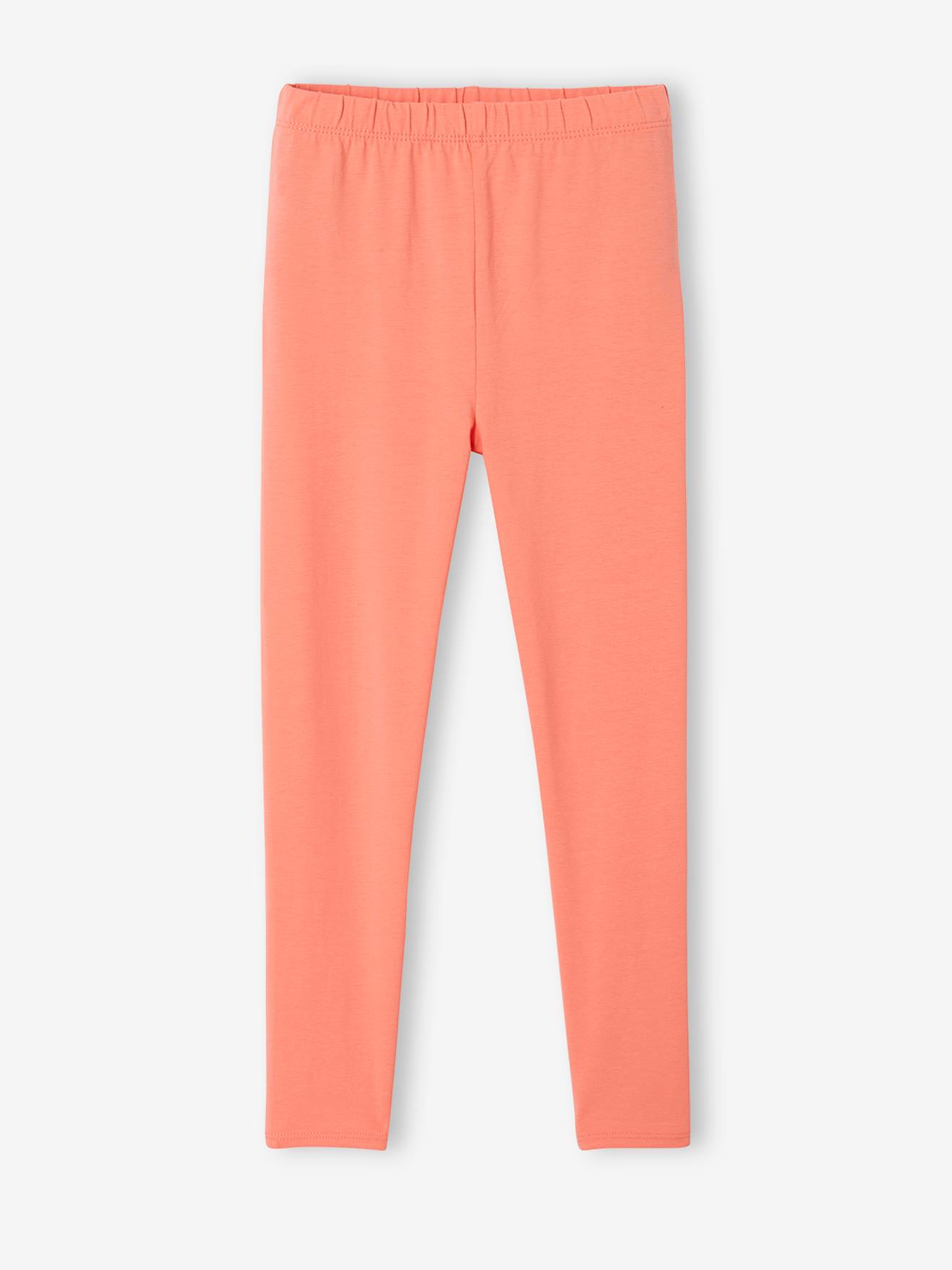 Conjunto de duas peças para meninas, composto por um vestido jeans bordado e leggings lisas azul-claras.
