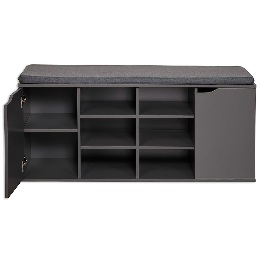 Kesper Schuhschrank m. Sitzkissen u. Türen, grau, FSC