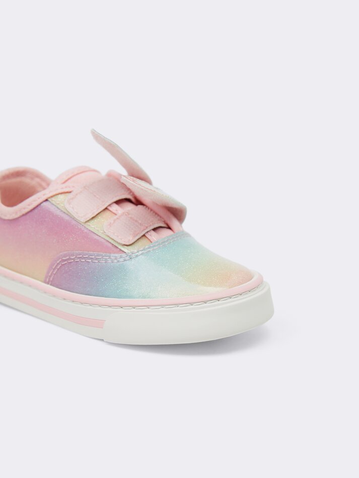 Tênis multicolorido com glitter - Rosa