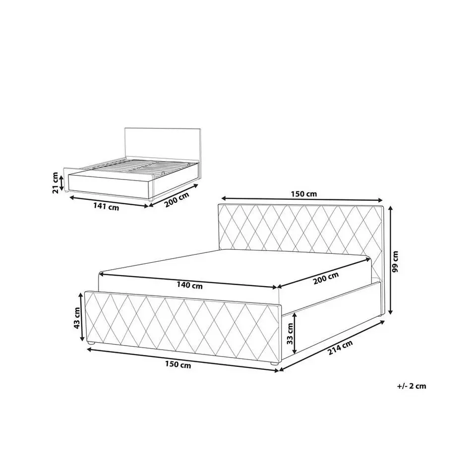 ROCHEFORT - Bed met opbergruimte - Grijs - 140 x 200 cm - Kunstleer