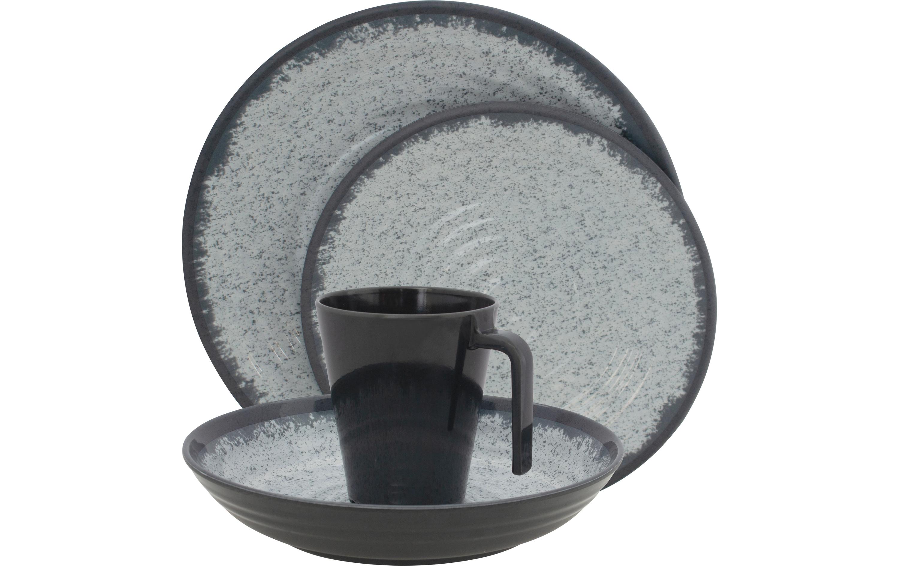 Speise-Service Rock Melamine 16 Stück, Anthrazit16-teiliger Tischgeschirr mit originellem und trendigem Design