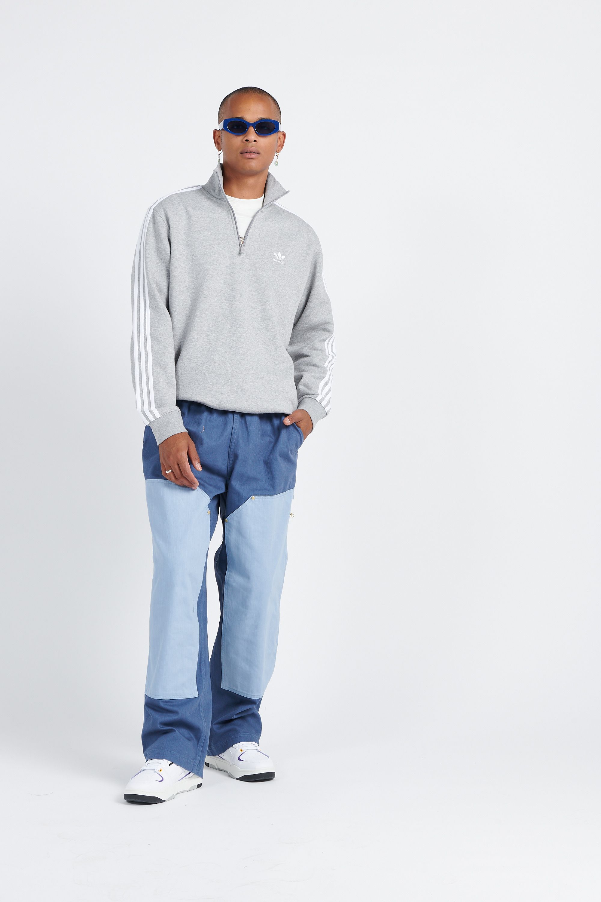 ADIDAS Sweatshirt 3-STRIPE HZ CRW Gris