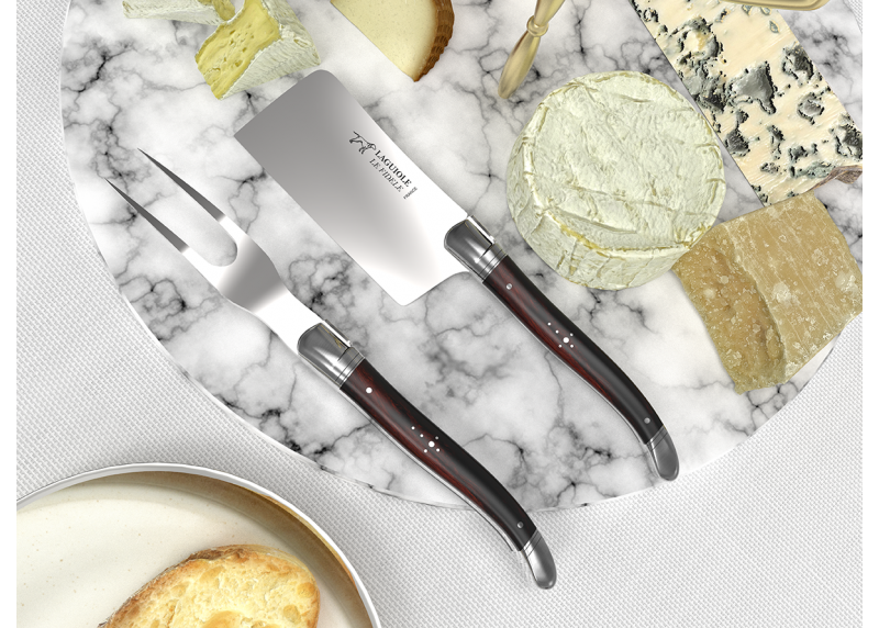 Service à fromage Laguiole avec un manche en bois de fer et mitres en acier inoxydable
