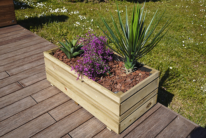 Bac à Fleurs JARDIPOLYS Oslo Rectangulaire 80x40cm traitement autoclave CL3