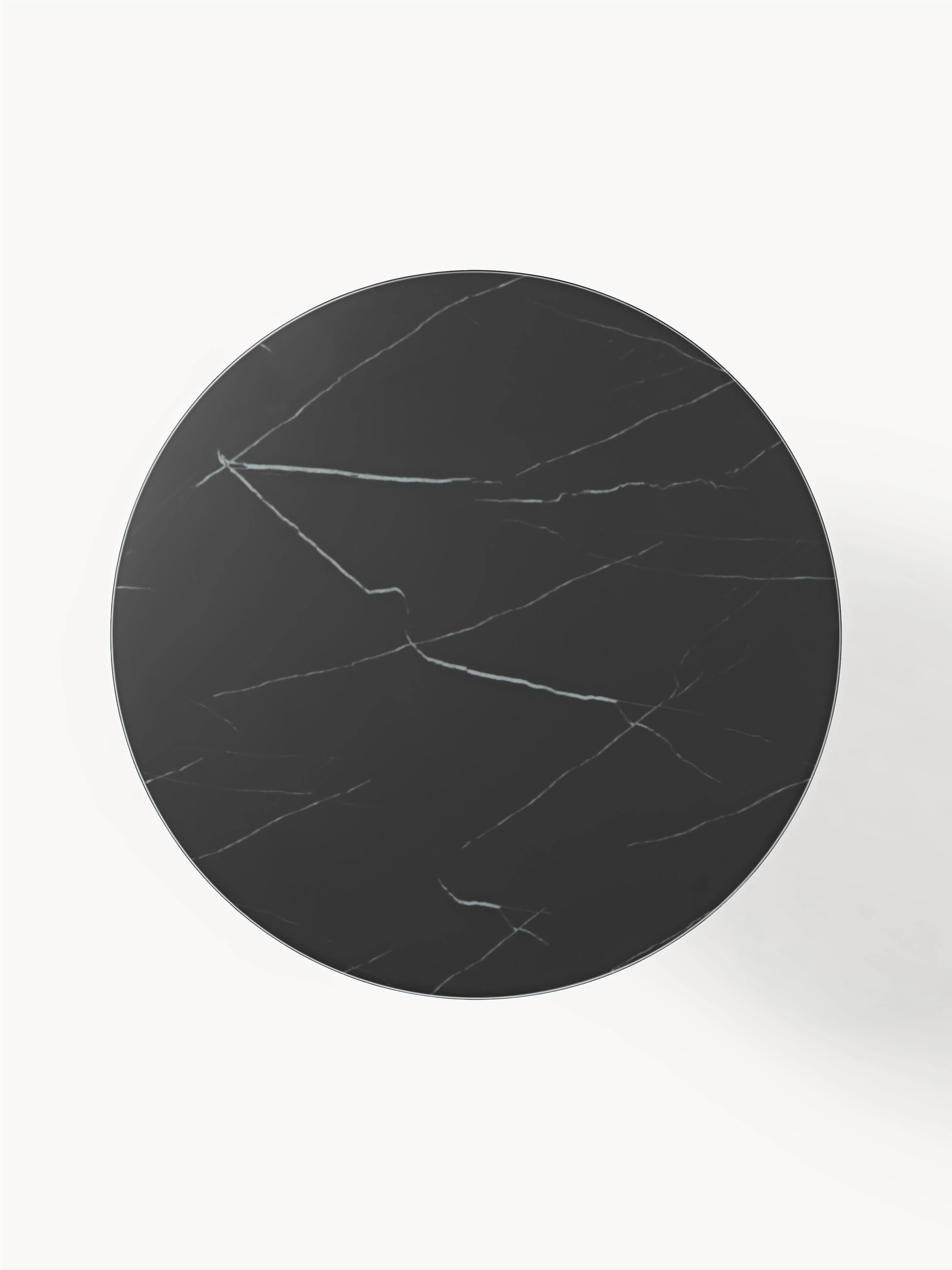 Ronde salontafel Antigua met glazen tafelblad in marmerlook