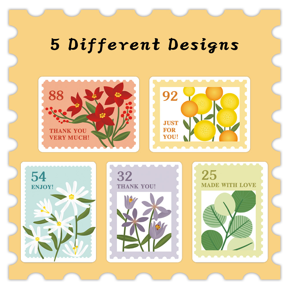(1 Rolle à 500Stk.) 3x4cm Briefmarken Aufkleber DIY Sticker Selbstklebende Etiketten für Scrapbook / Bullet Journal - Bunt