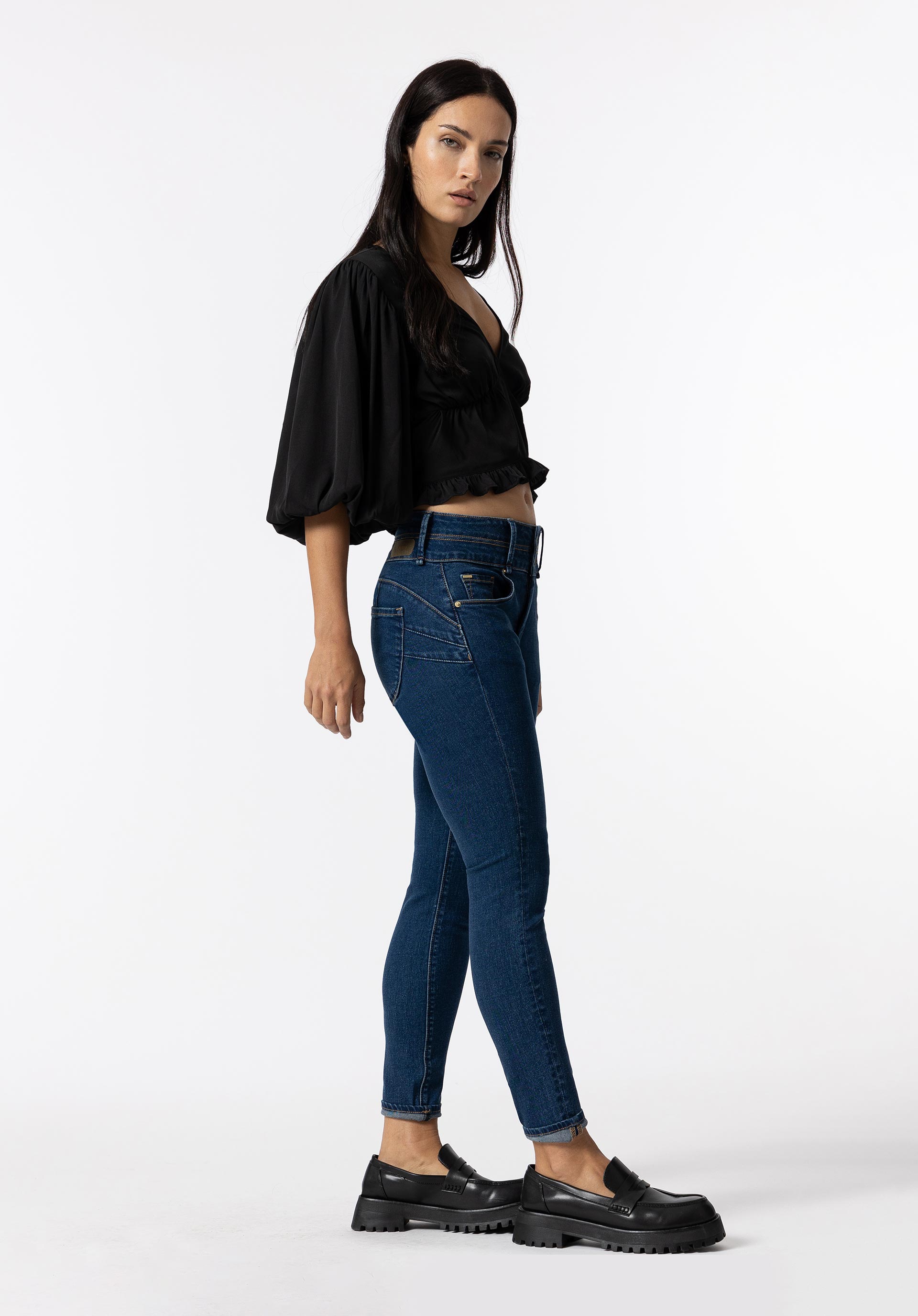 Jeans Double-up Skinny Cintura Alta