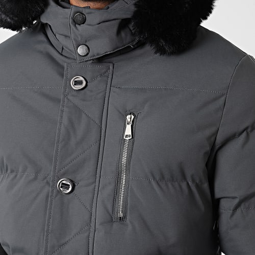 Parka Capuche Fourrure Gris