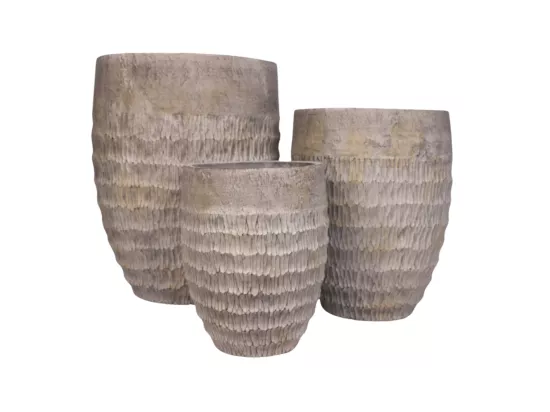 3 Cache-pots grandes tailles plante extérieur béton gris 34-43-54cm