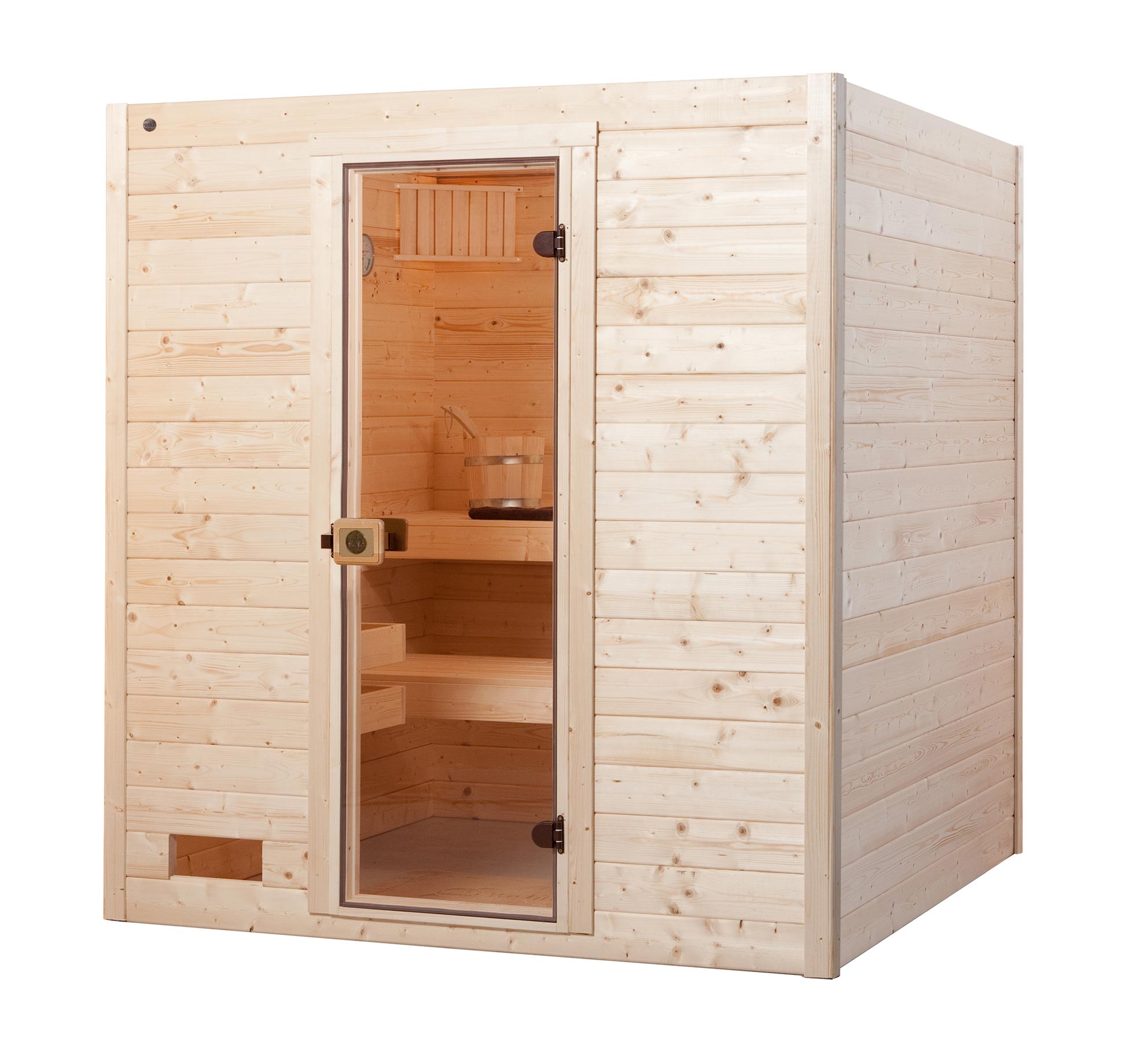 weka Massivholz-Sauna VALIDAGr. 2 Sparset 4,5 kW OS inkl. digitaler Steuerung, Glastür