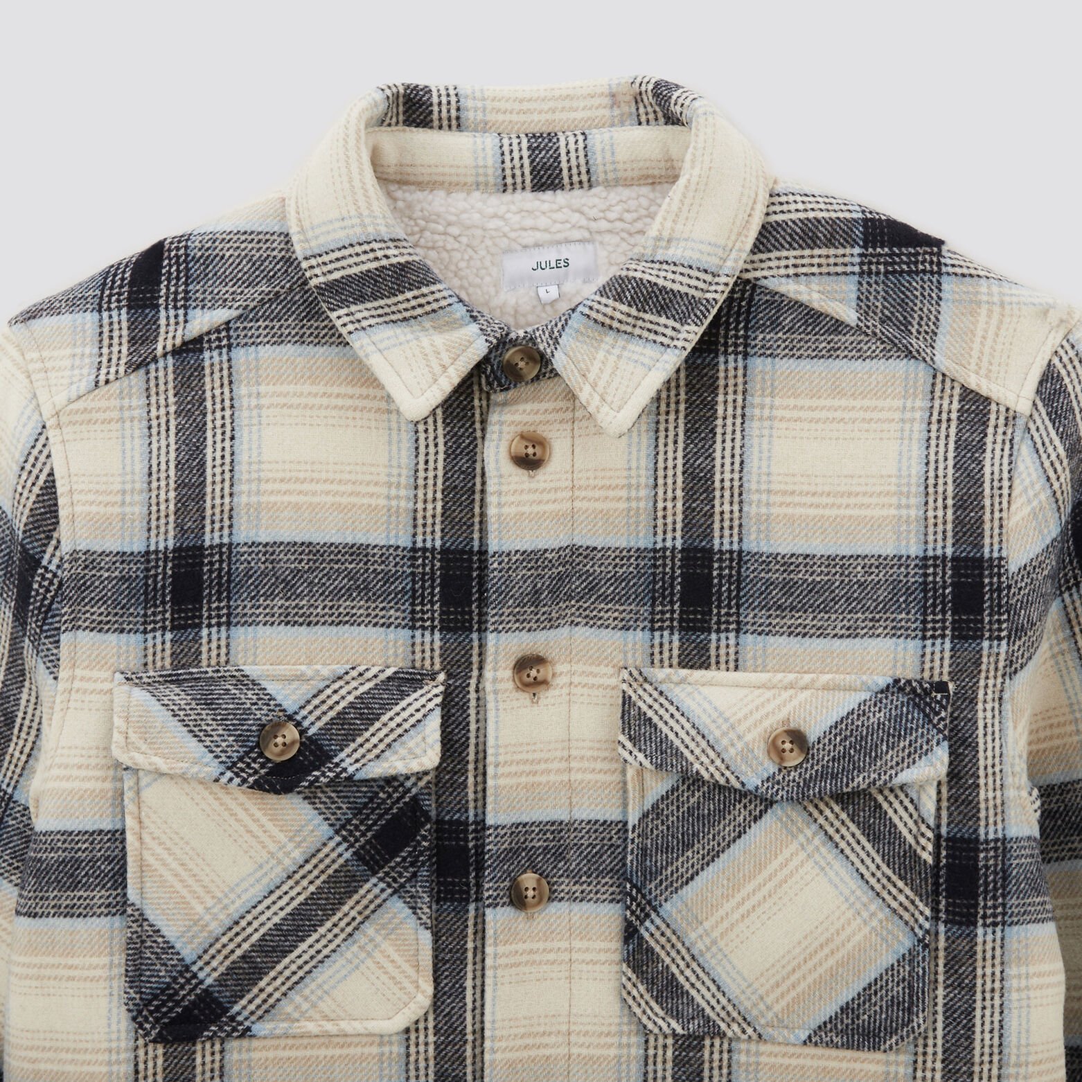 Surchemise carreaux laine doublure sherpa Ecru