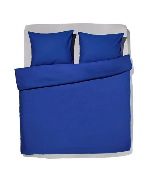 housse de couette coton doux 200 x 200/220 bleu cobalt