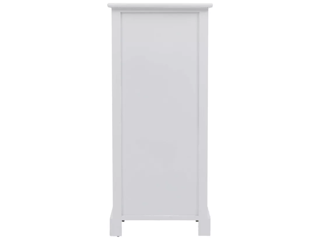Chiffonnier Chevet 5 Tiroirs Bois Blanc Marron Gris Classique Bain