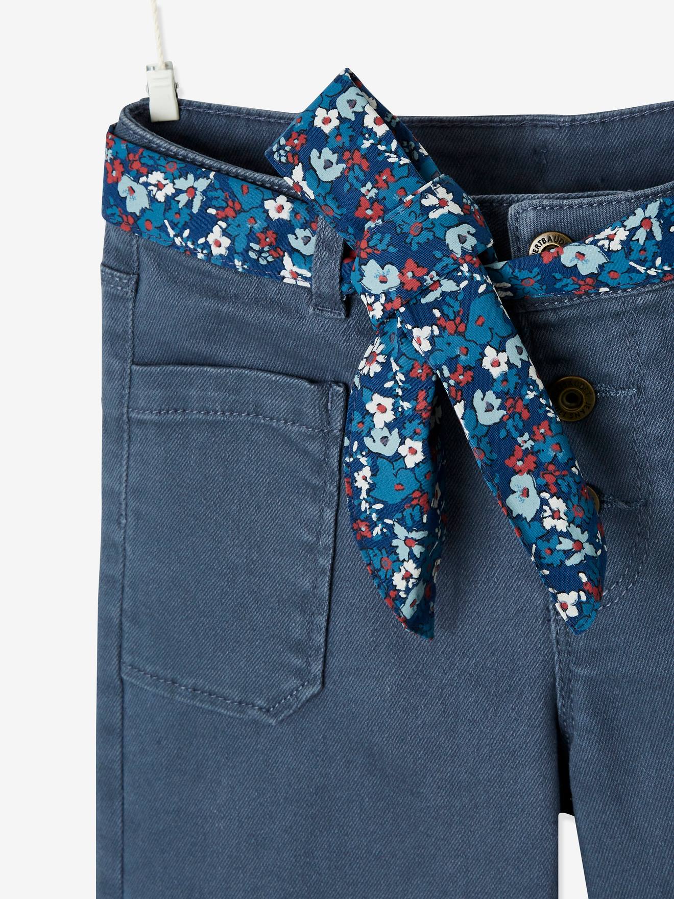 Calça cropped de pernas largas para meninas, lisa, cinza médio
