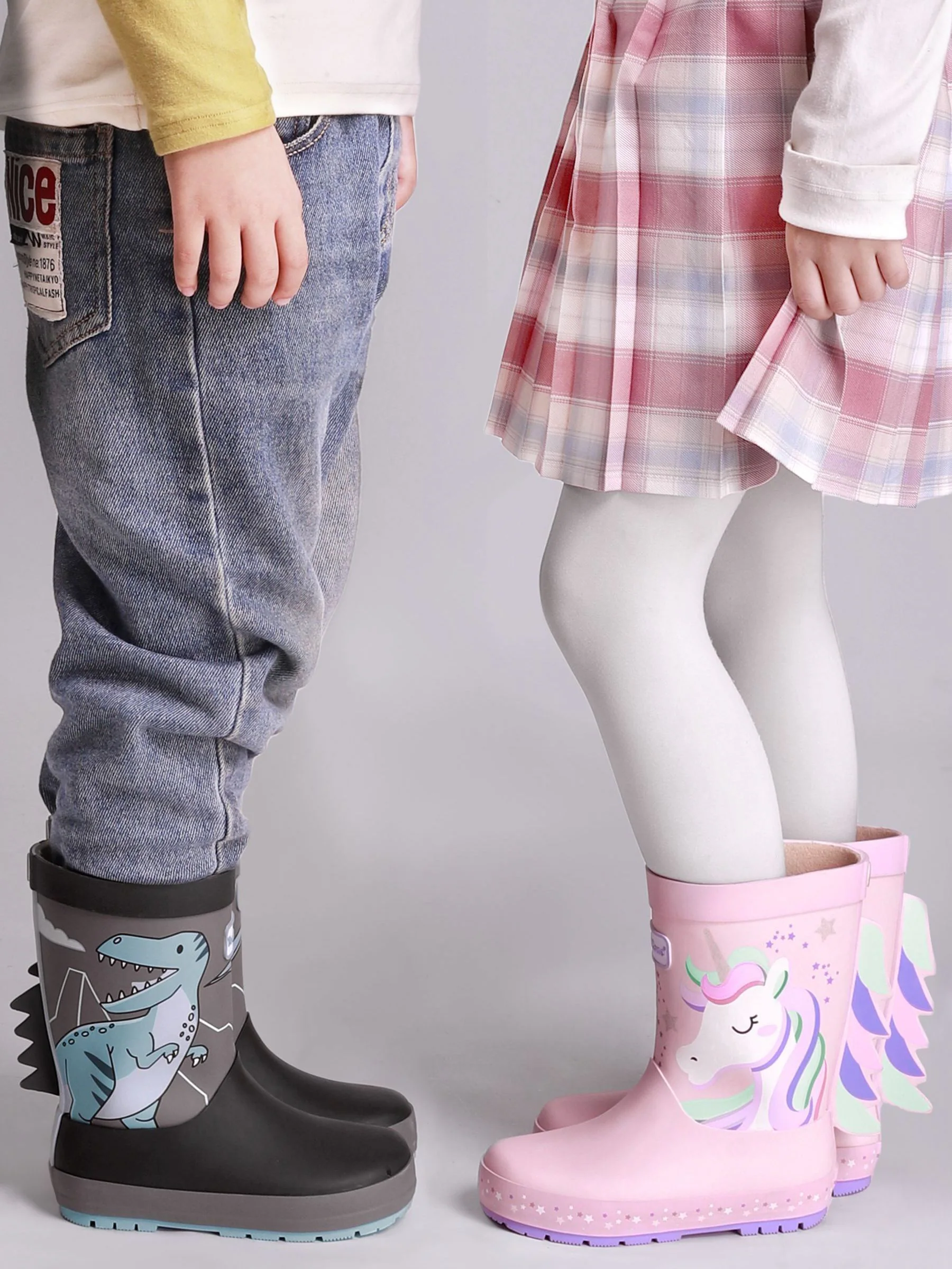 ToeZone Boys Grey Dinosaur Waterproof Wellies