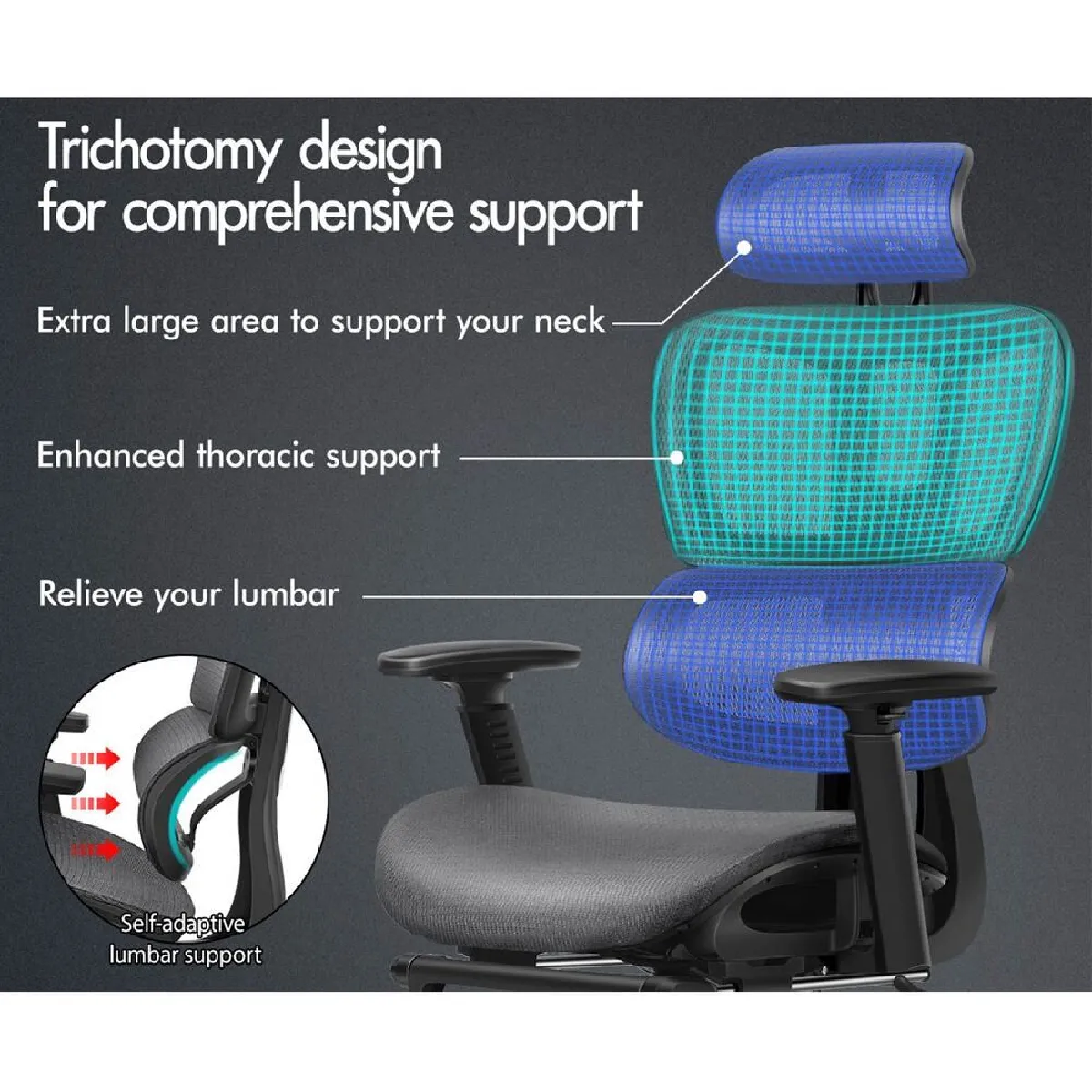 ALFORDSON Chaise Bureau Ergonomique