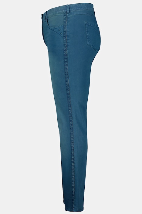 Jeans Sarah, Glitzer-Galonstreifen, schmales Bein
