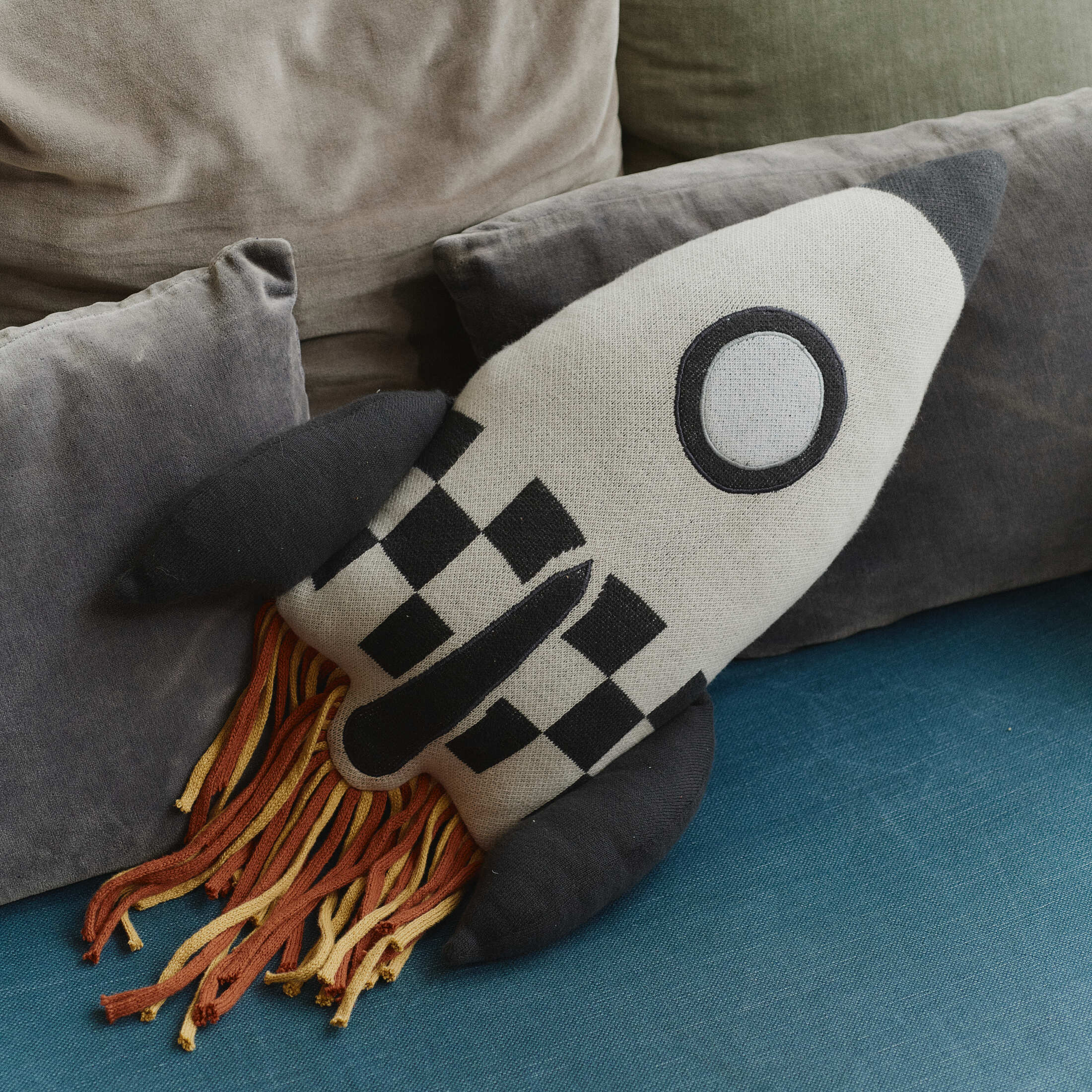Coussin tricoté rocket | Multicolore