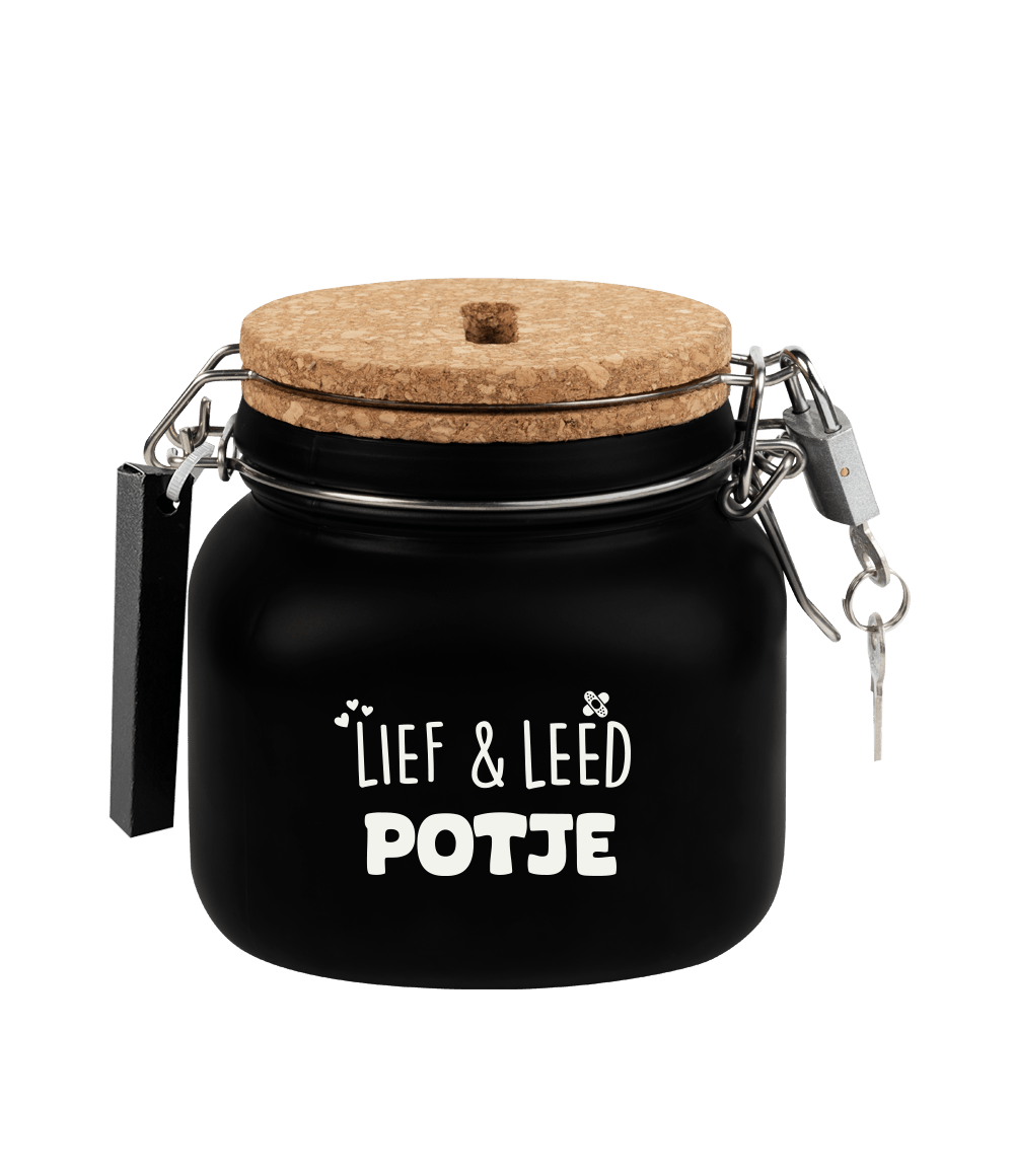 Zwarte Spaarpot Lief En Leed 12,5cm