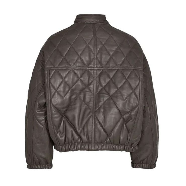 MDK MDK-6608 Dana Dana Disco Quilt 100% Leather Jacket - Grey Warm grey