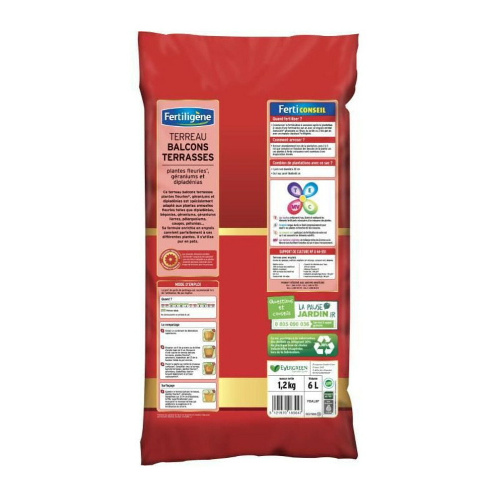 Fertiligene - terreau balcons terrasses 6l