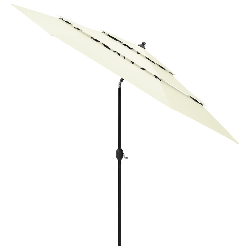 Parasol à 3 niveaux avec mât en aluminium 3 m sable