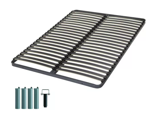 Sommier à lattes + pieds 140x190 C221 - 40 lattes bois - Fabrication française
