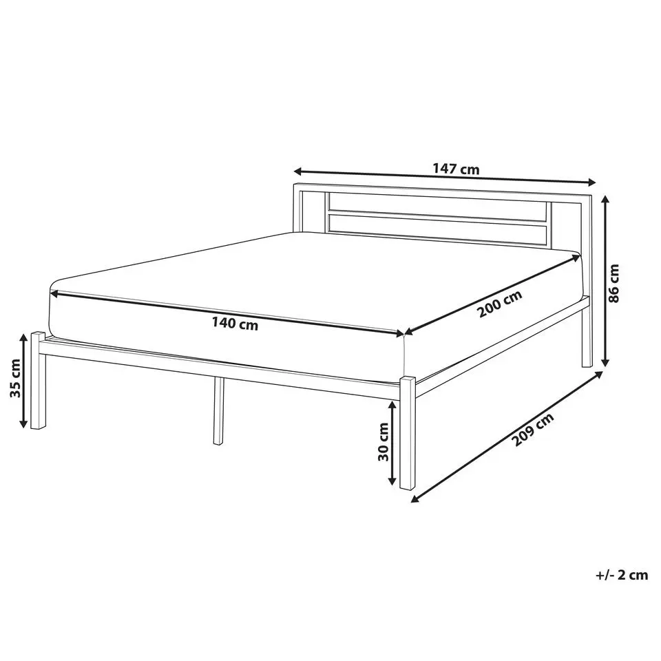 CUSSET - Tweepersoonsbed - Wit - 140 x 200 cm - Metaal